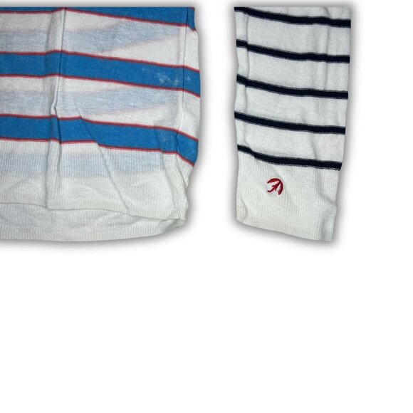 Splendid X Gray Malin Striped Long Sleeve Sweater XS Cotton Blend White Blue Red - Picture 5 of 6